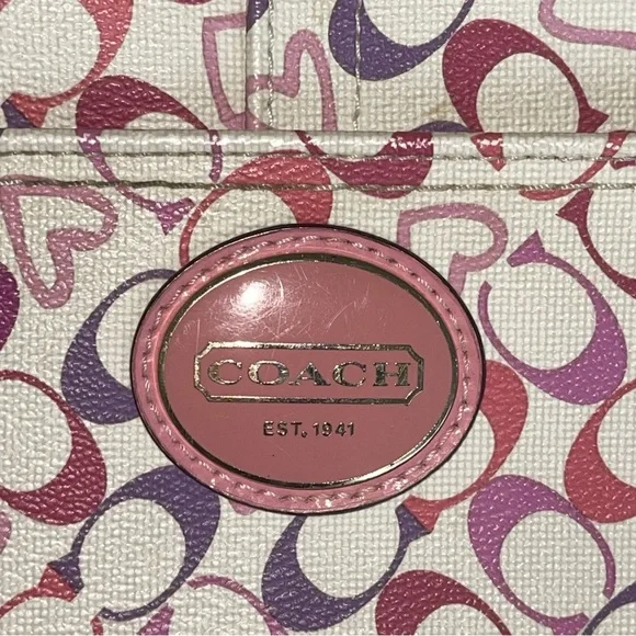 Vintage Coach Chelsea Signature Waverly Hearts Tote Shoulder Bag L1169-F18426